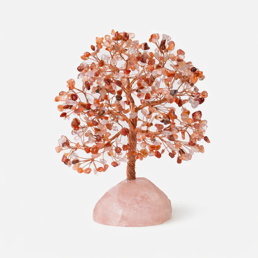 Carnelian Tree with Rose quartz Base